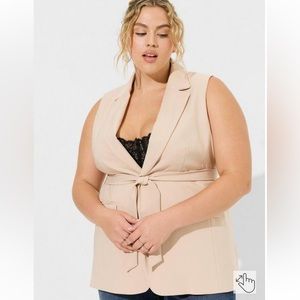🌟SALE🌟Studio Refined Crepe Longline Belted Blazer - Tan Size 1x (14-16)